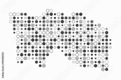 Jersey, shape of the country build of colored cells. Digital style map of the Jersey on white background. Large size circle blocks. Simple vector illustration.