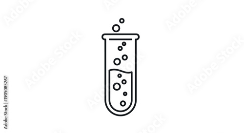 Simple Line Art of a Test Tube with Bubbles