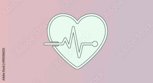 Heartbeat line graphic inside heart shape on pink gradient background