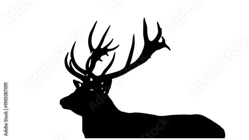 Majestic stag silhouette in mysterious dark tone on for wildlife illustration isolated on a transparent background