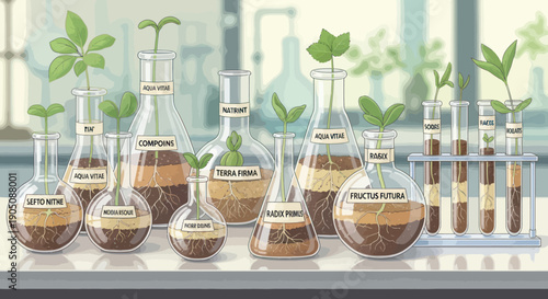 Plant Growth Experiment in Laboratory Glassware
