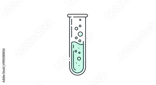 Laboratory Test Tube with Bubbles and Light Blue Liquid