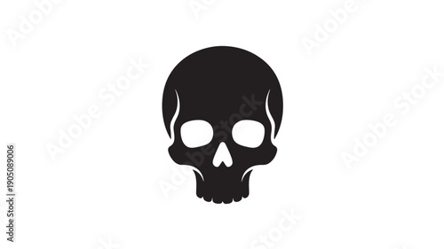 Human Skull Silhouette Dark Simple Illustration for Halloween Design isolated on a transparent background