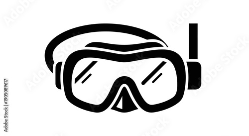 Black and White Snorkel Mask and Tube Icon