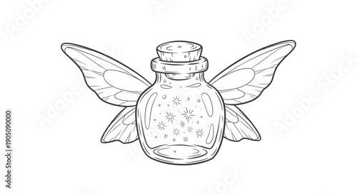 Magical Potion Bottle with Fairy Wings Illustration