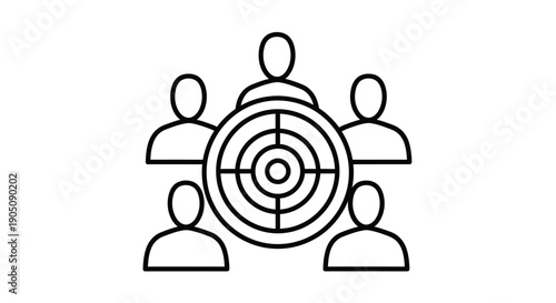 Teamwork and target achievement icon illustrating goals and strategy
