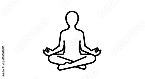 Minimalist line art of a person meditating in lotus position