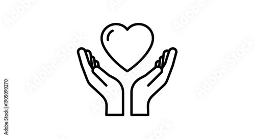 Hands holding a heart symbol graphic design for love and compassion concepts