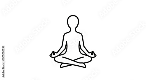 Meditating figure simple line art for health wellness and mindfulness