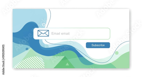 Abstract email subscription form design with waves and call to action button
