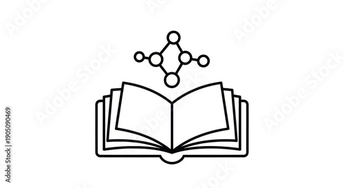 Open Book With Molecular Structure Icon Above, Science Education Concept