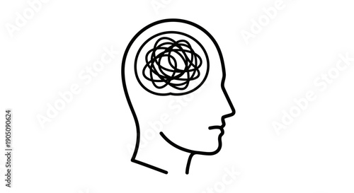 Conceptual illustration of the mind with thought process and mental state