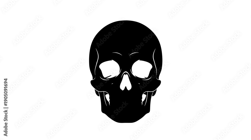 Fototapeta premium Skull silhouette in dark mysterious lighting on for halloween design isolated on a transparent background