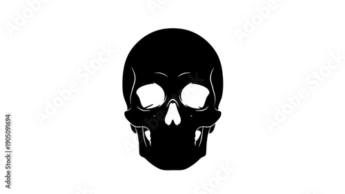 Skull silhouette in dark mysterious lighting on for halloween design isolated on a transparent background