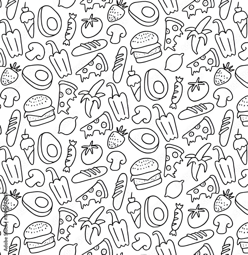 seamless pattern with doodle objects