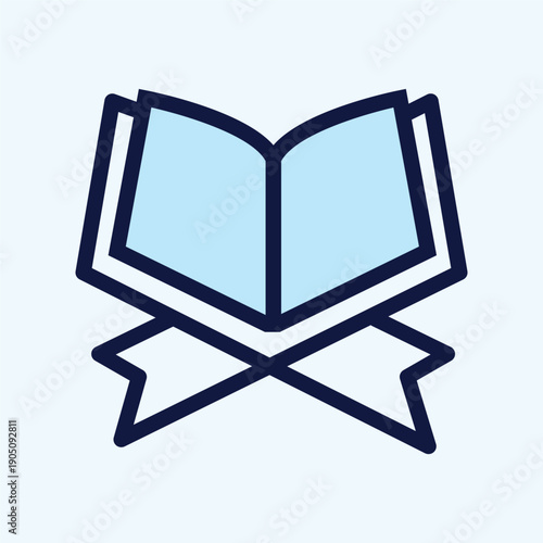 Open Holy Quran Book on Wooden Stand Rekal for Religious Study