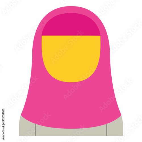 Muslim Woman Character in Pink Hijab Headscarf Illustration