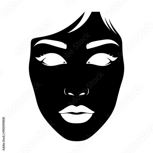 Black Venetian Carnival Mask Female Face.