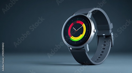 Stylish modern smartwatch with vibrant circular interface on a dark background for technology and fashion enthusiasts showcasing digital trends