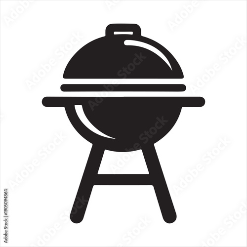 Backyard BBQ grill vector silhouette outline logo design concept illustration