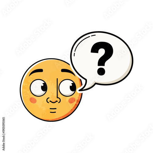 Confused Emoji with Question Mark Bubble.