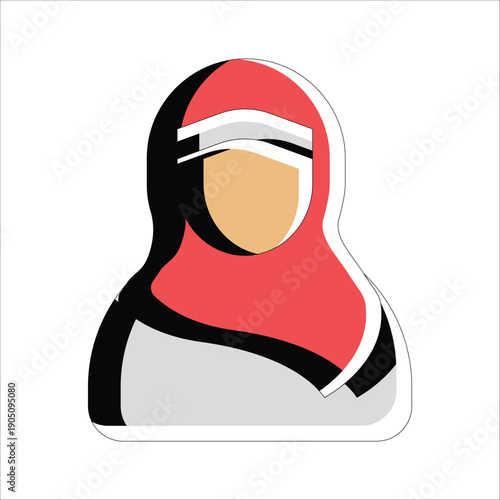 Muslim Woman Character in Hijab Profile Avatar Illustration
