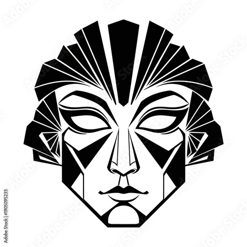 Geometric Stylized Human Face Illustration Design.