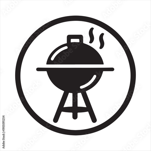 Backyard BBQ grill vector silhouette outline logo design concept illustration