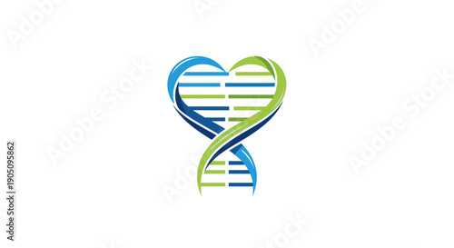 Heart DNA Helix Logo - Genetic Health and Science Concept