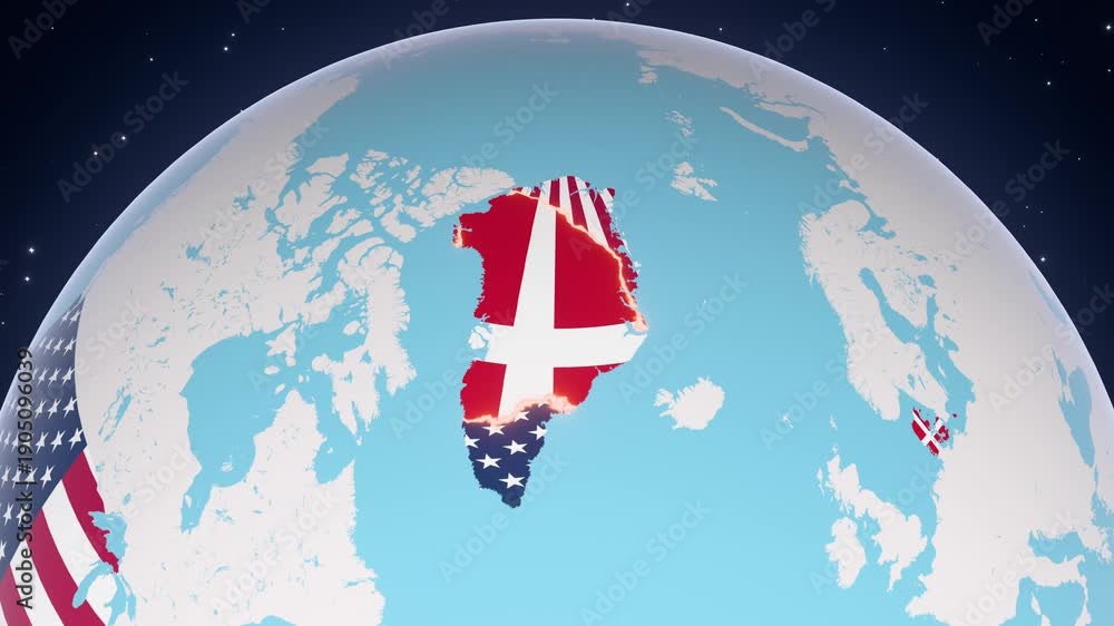 3D animation of the change of the flags of the USA and Denmark over ...