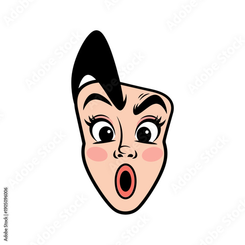 Surprised Cartoon Face with Open Mouth.