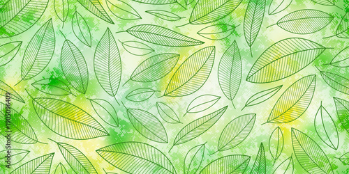 Spring, summer background, minimalist leaves seamless pattern, vector design