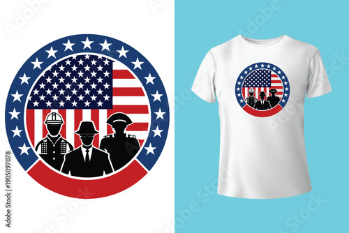 American Flag with military soldier Vector, Grunge vintage, poster and t shirt design vector Illustration