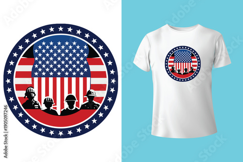 American Flag with military soldier Vector, Grunge vintage, poster and t shirt design vector Illustration
