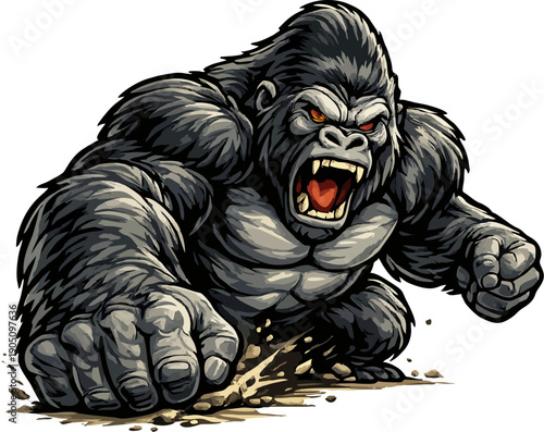 angry gorilla vector illustration