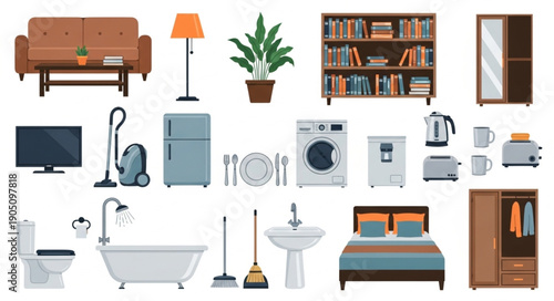 Essential Home Furniture and Appliance Collection for Modern Living Spaces.