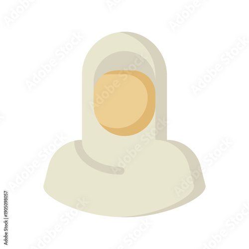Modest Muslim Woman Icon Wearing Hijab and Veil