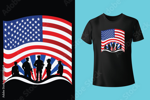 USA Flag With Camouflage Design