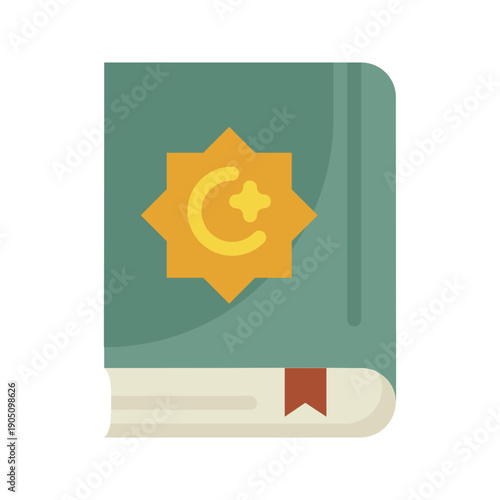 Holy Quran Book Icon with Islamic Star and Moon Ornament