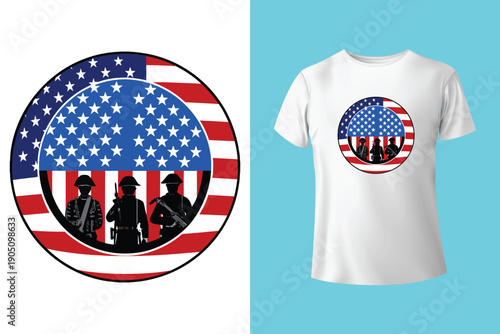 USA Flag With Camouflage Design