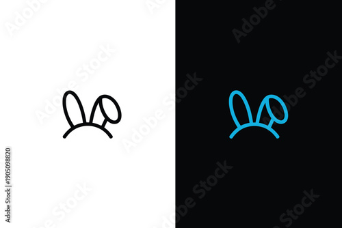 Outline bunny ears icon with editable stroke, rabbit ears silhouette Easter hare pictogram, cute bunny headband for holiday decoration and costume design.