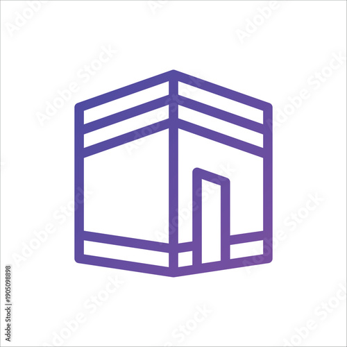 Holy Kaaba Mecca Icon Line Art for Hajj and Umrah