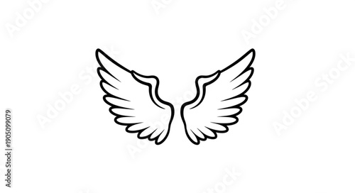 Simple Hand Drawn Pair of Angel Wings Illustration.