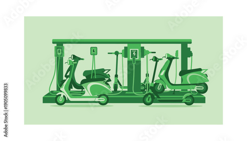Electric scooters charging station green transport