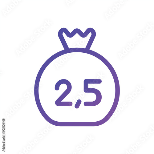 Zakat Mal 2.5 Percent Calculation Icon for Islamic Charity