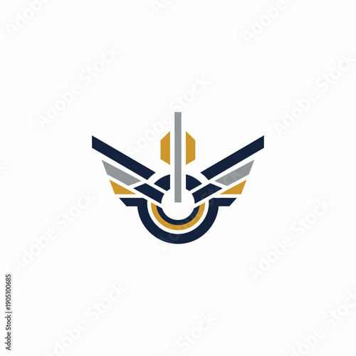 Stylized Winged Logo Design Element.