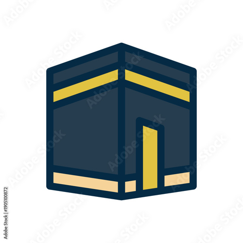 Holy Kaaba Building Line Art Icon for Hajj and Umrah