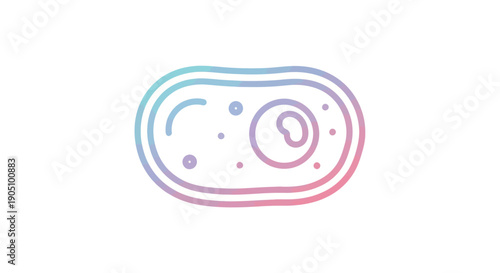 Cell Biology Icon: Simple Outline of a Bacterial Cell with Gradient Colors