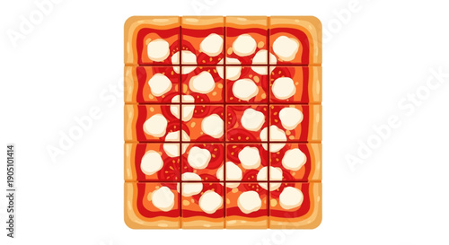 Vector illustration of a traditional pizza on a white background, celebrating World Pizza Day with iconic cuisine and global food culture.