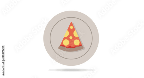 Vector illustration of a slice of pizza on a plate for World Pizza Day, a global celebration of iconic cuisine and traditional food.